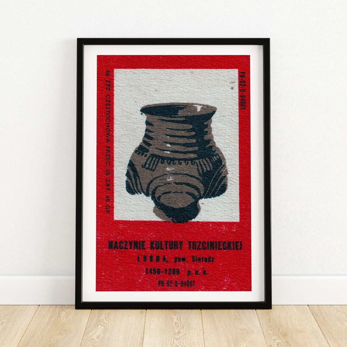 Trzciniec Culture Clay Vessel Sieradz Polish Vintage Label Poster