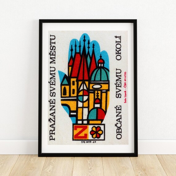 Prague City Towers NVP 69 Czech Matchbox Label Landmark Art Poster