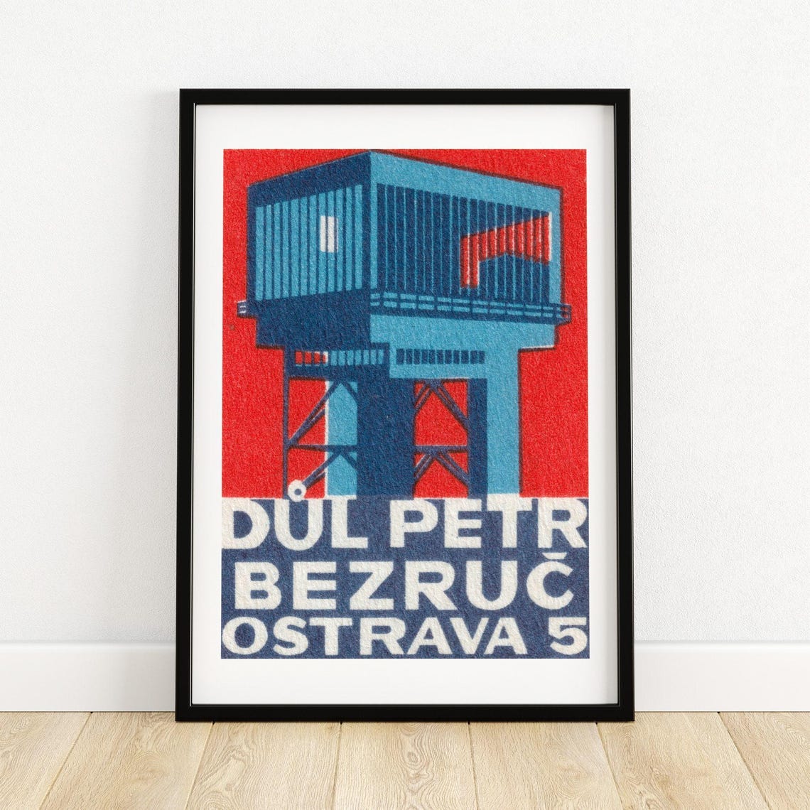 Dul Petr Bezruc Coal Mine Vintage Czech Matchbox Label Poster