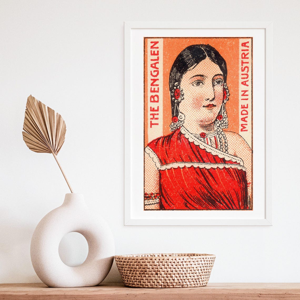 The Bengalen Lady Portrait Vintage Austrian Matchbox Label Poster - Image 4
