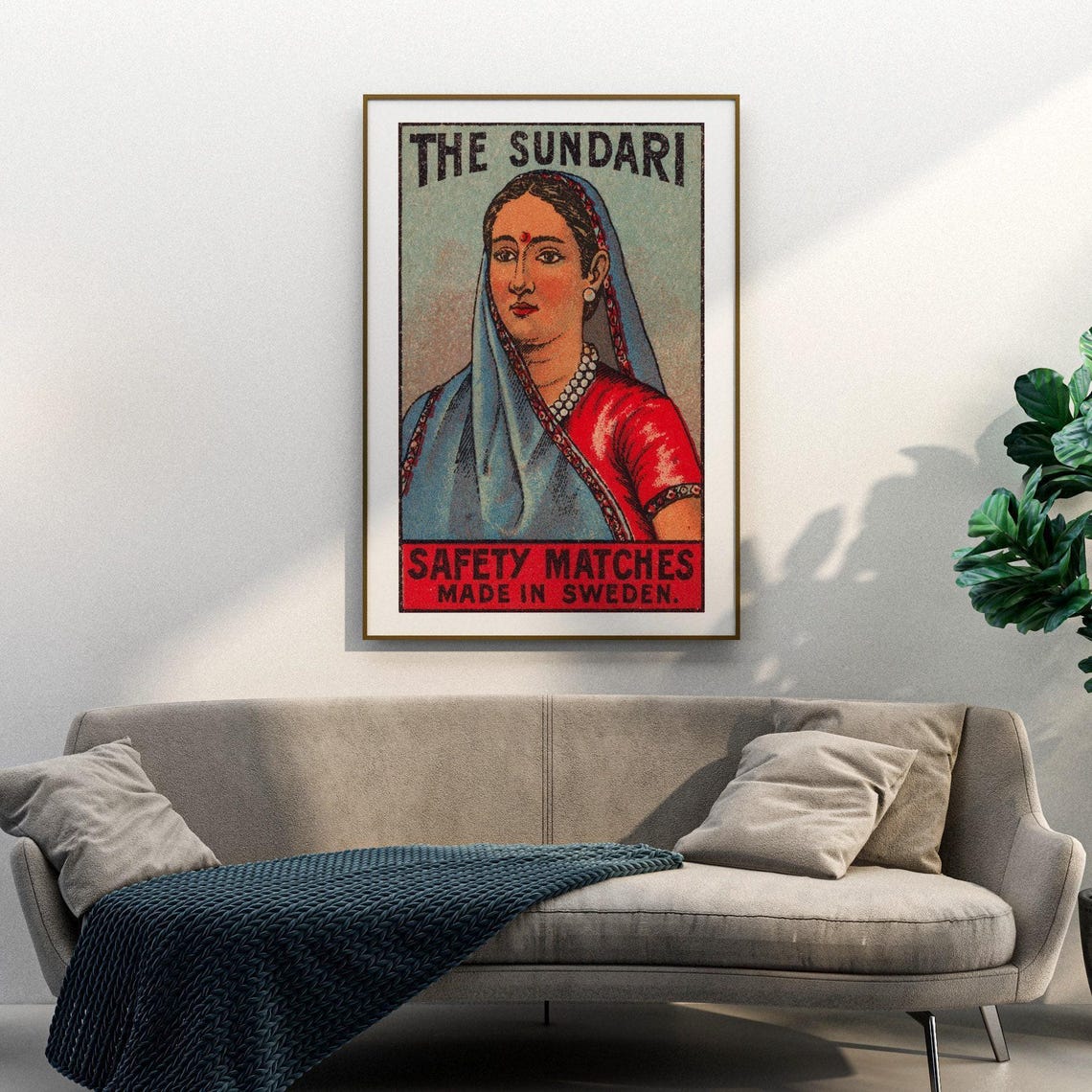The Sundari Indian Beauty Vintage Swedish Matchbox Label Poster - Image 3