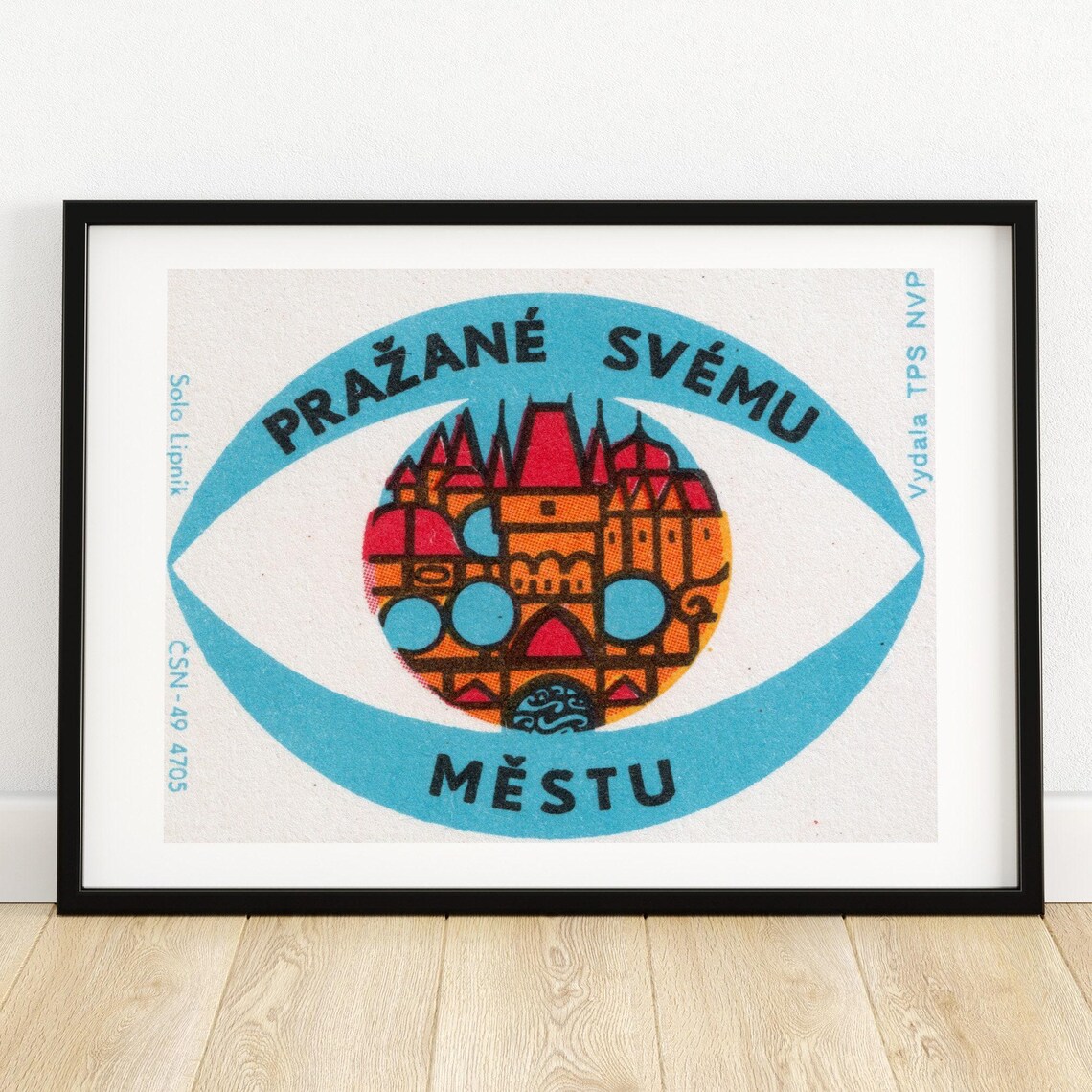 Prague City Matchbox Vintage Travel Poster Print
