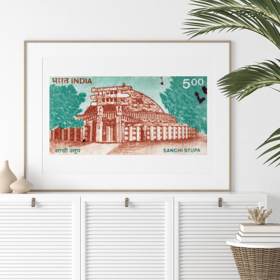 India Sanchi Stupa 500 Buddhist Monument Vintage Stamp Art Poster - Image 2