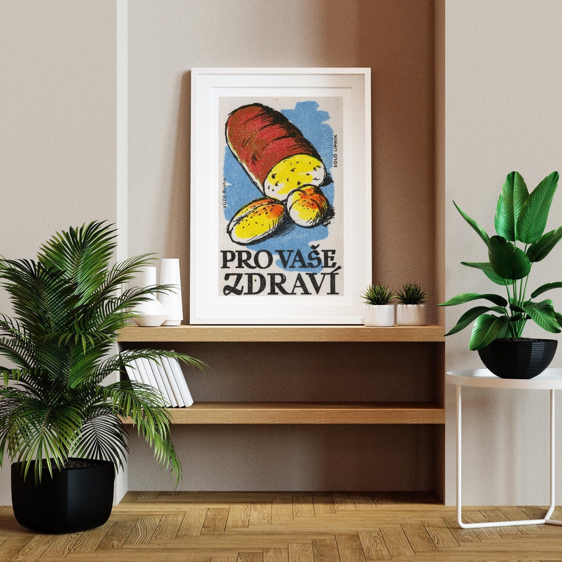 Pro Vase Zdravi Czech Bread Loaf Vintage Health Matchbox Poster - Image 2