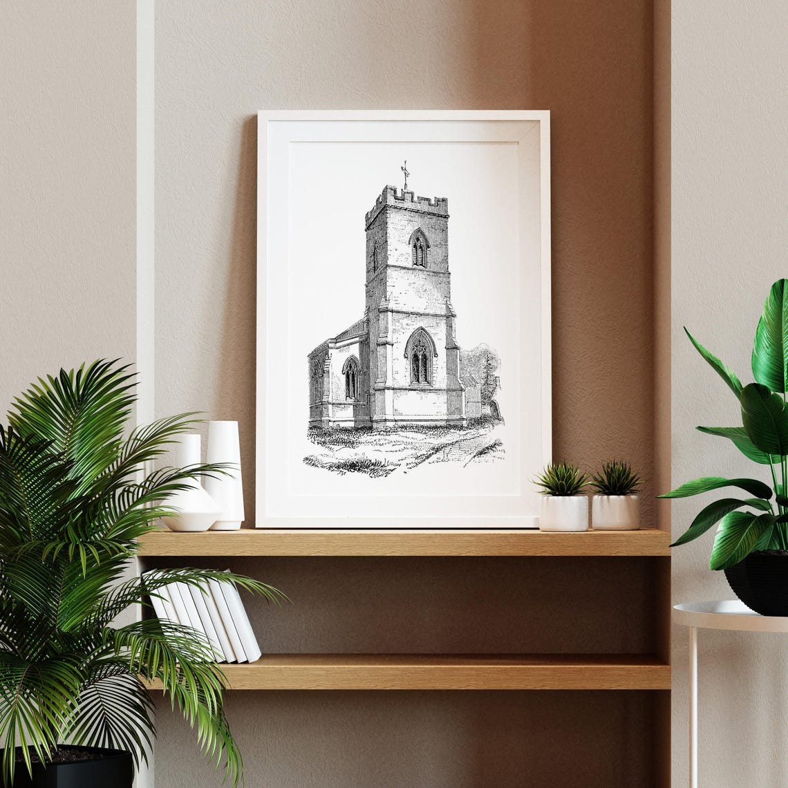 Northamptonshire Stone Church Tower Gothic Architecture Poster - Image 2
