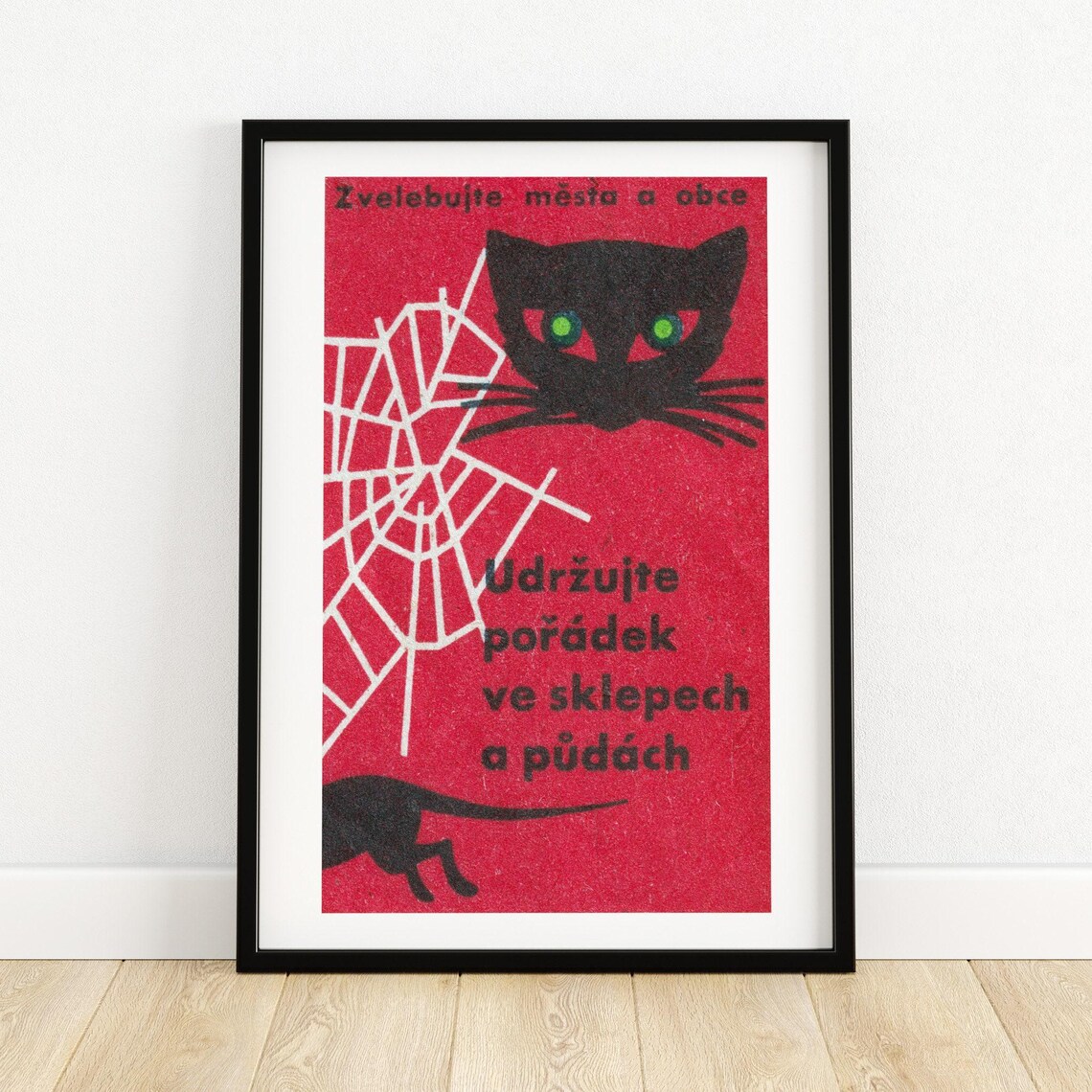 Cats Create Order Vintage Czech Art Poster Print