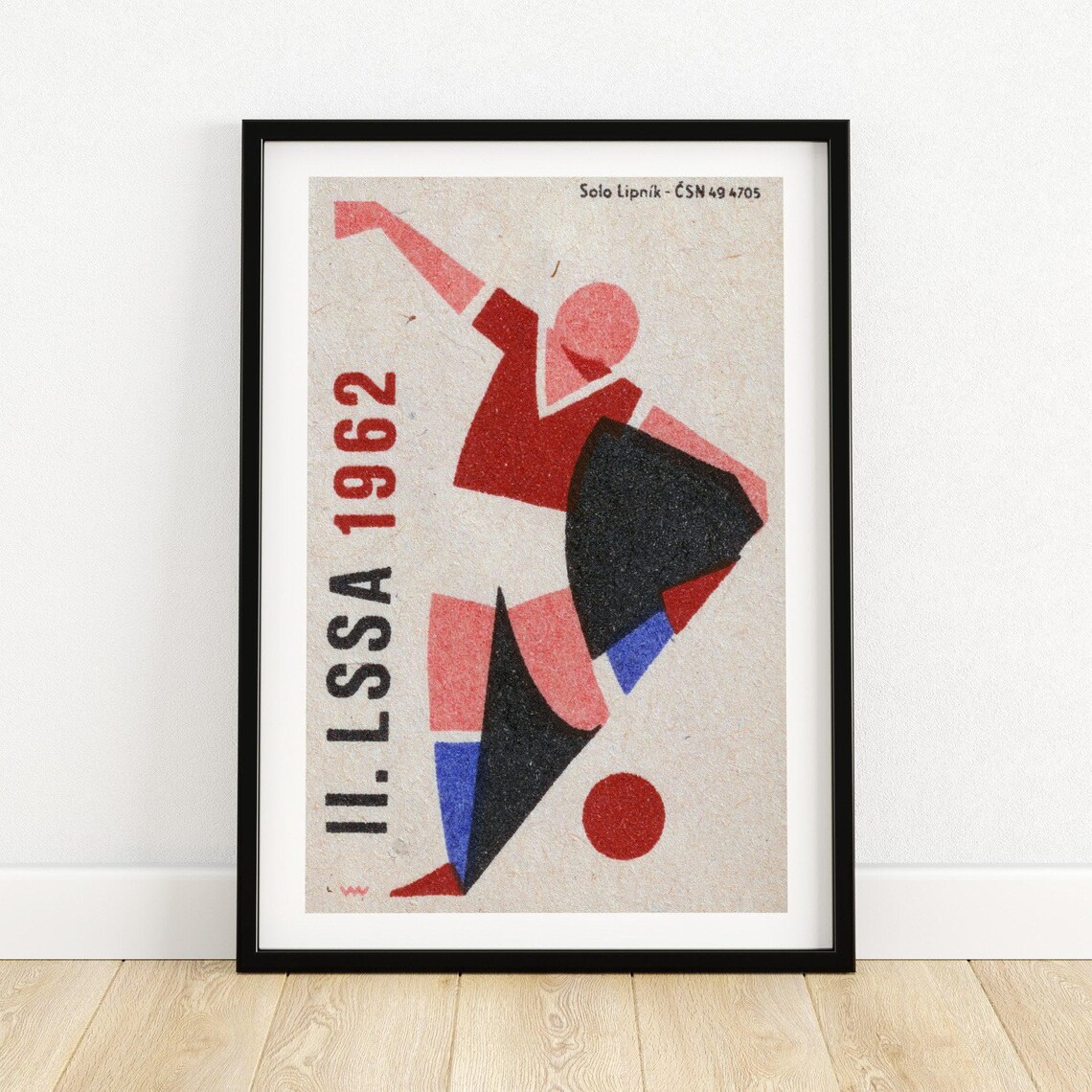II LSSA 1962 Vintage Czech Football Soccer Player Art Poster