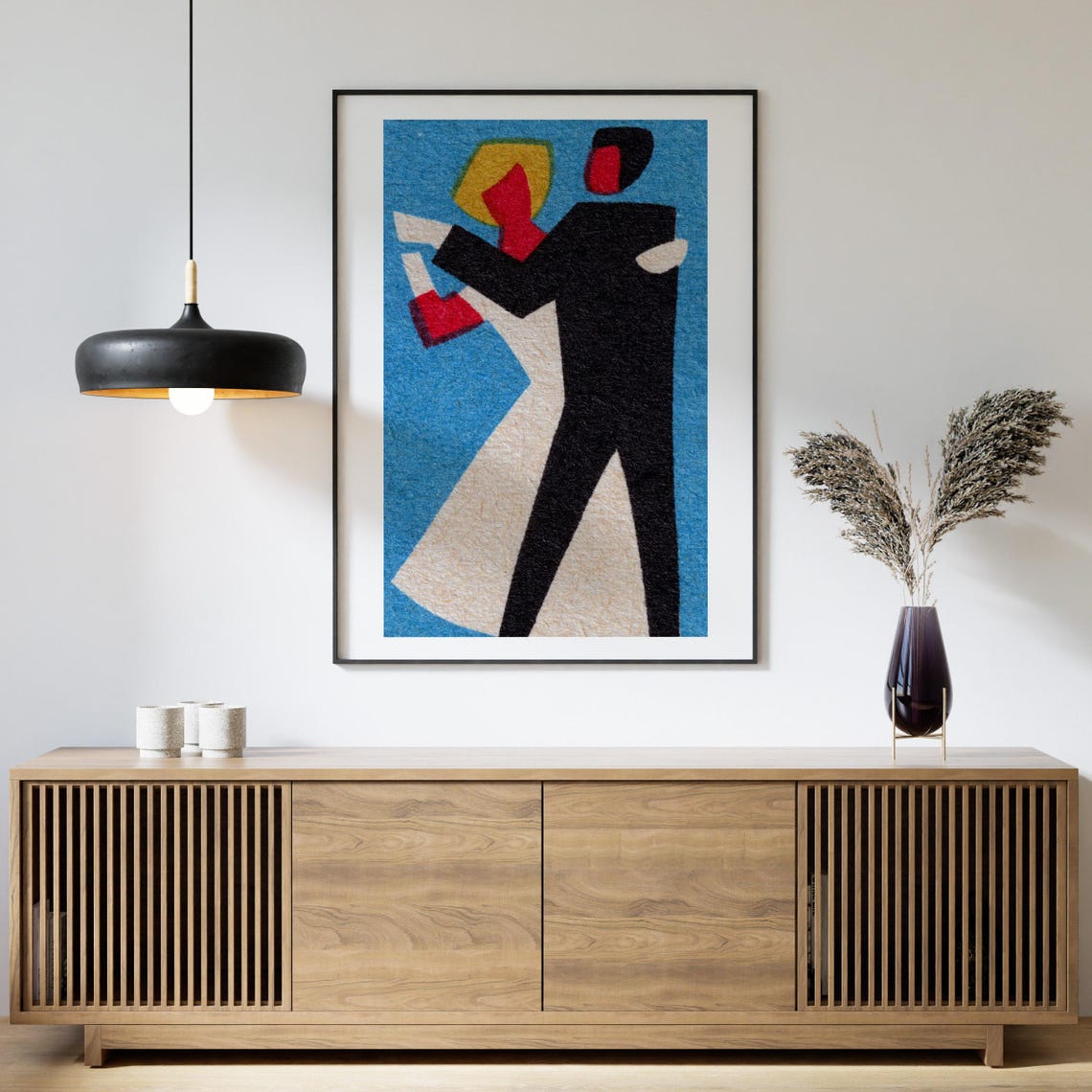 Abstract Dancing Couple Ballroom Blue Matchbox Label Art Poster - Image 4