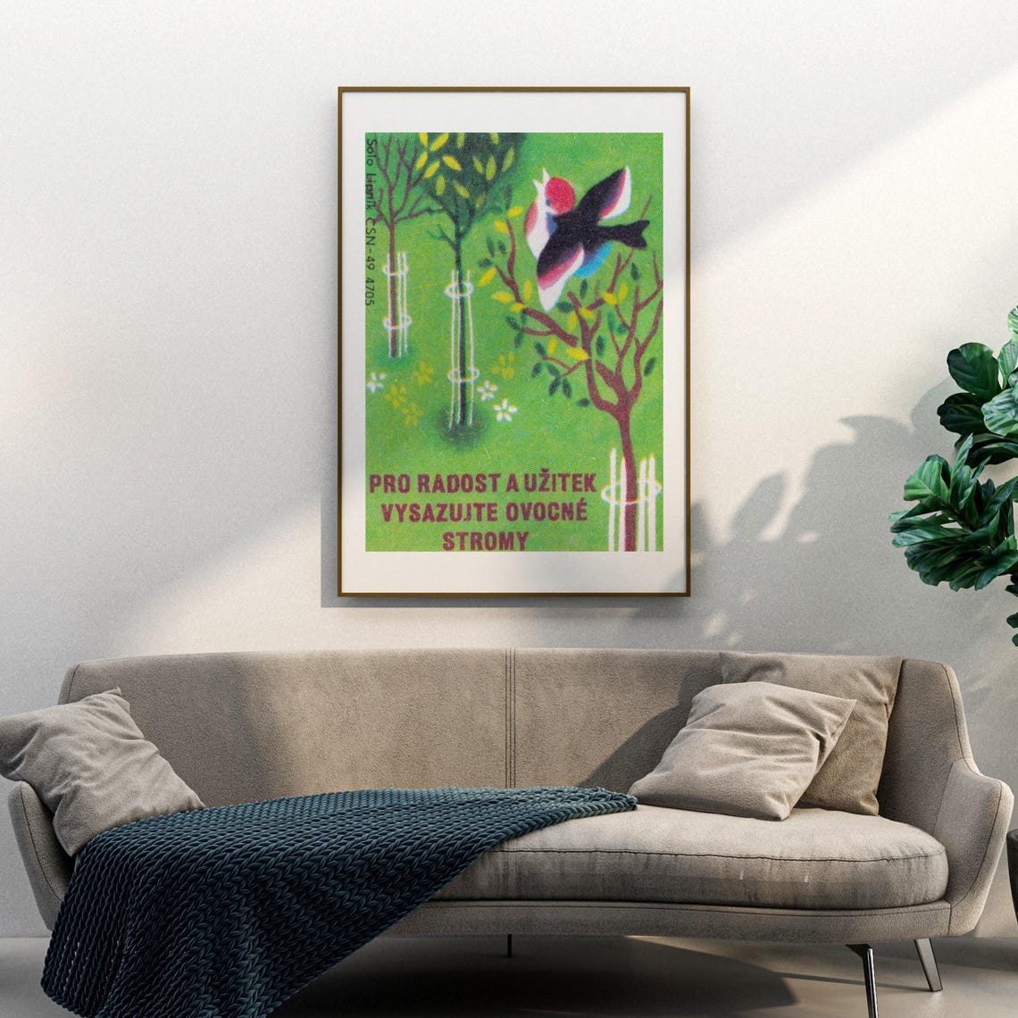 Plant Fruit Trees Bird Orchard Vintage Matchbox Label Poster - Image 3
