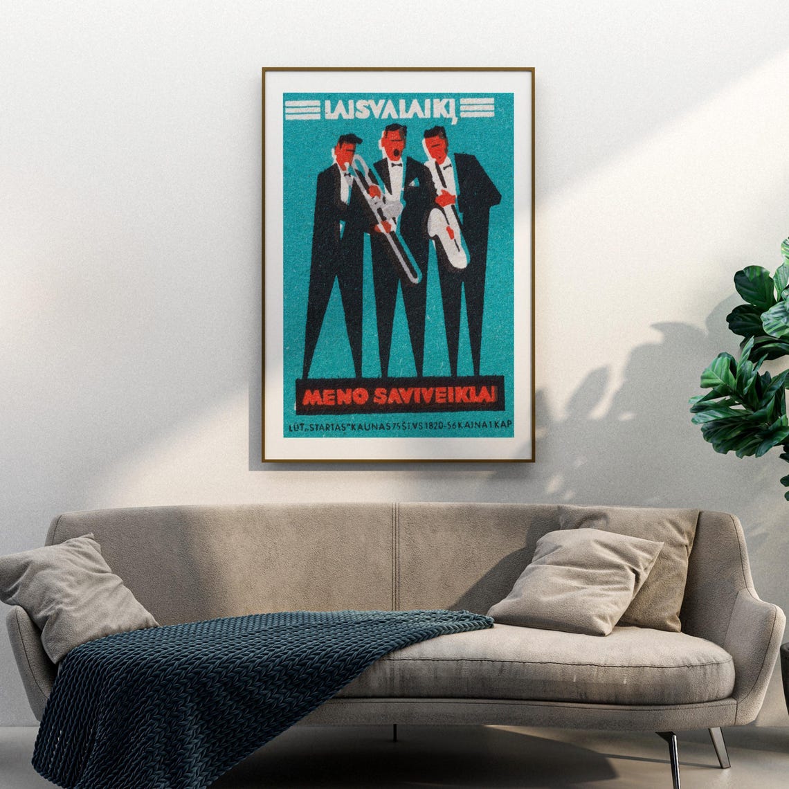 Lithuanian Laisvalaikis Jazz Trio Vintage Matchbox Art Poster - Image 3