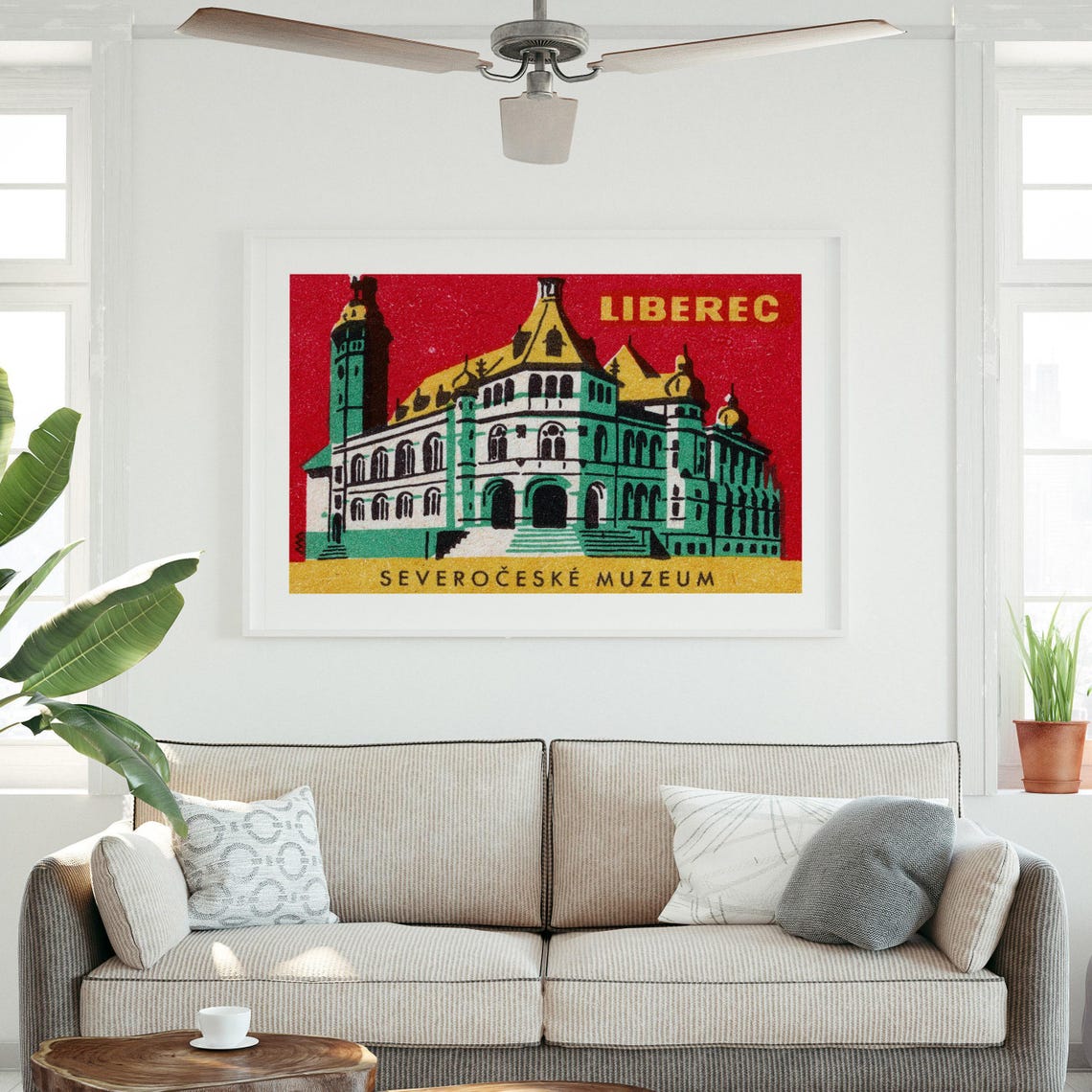 Liberec North Bohemian Museum Vintage Czech Building Art Poster - Image 3