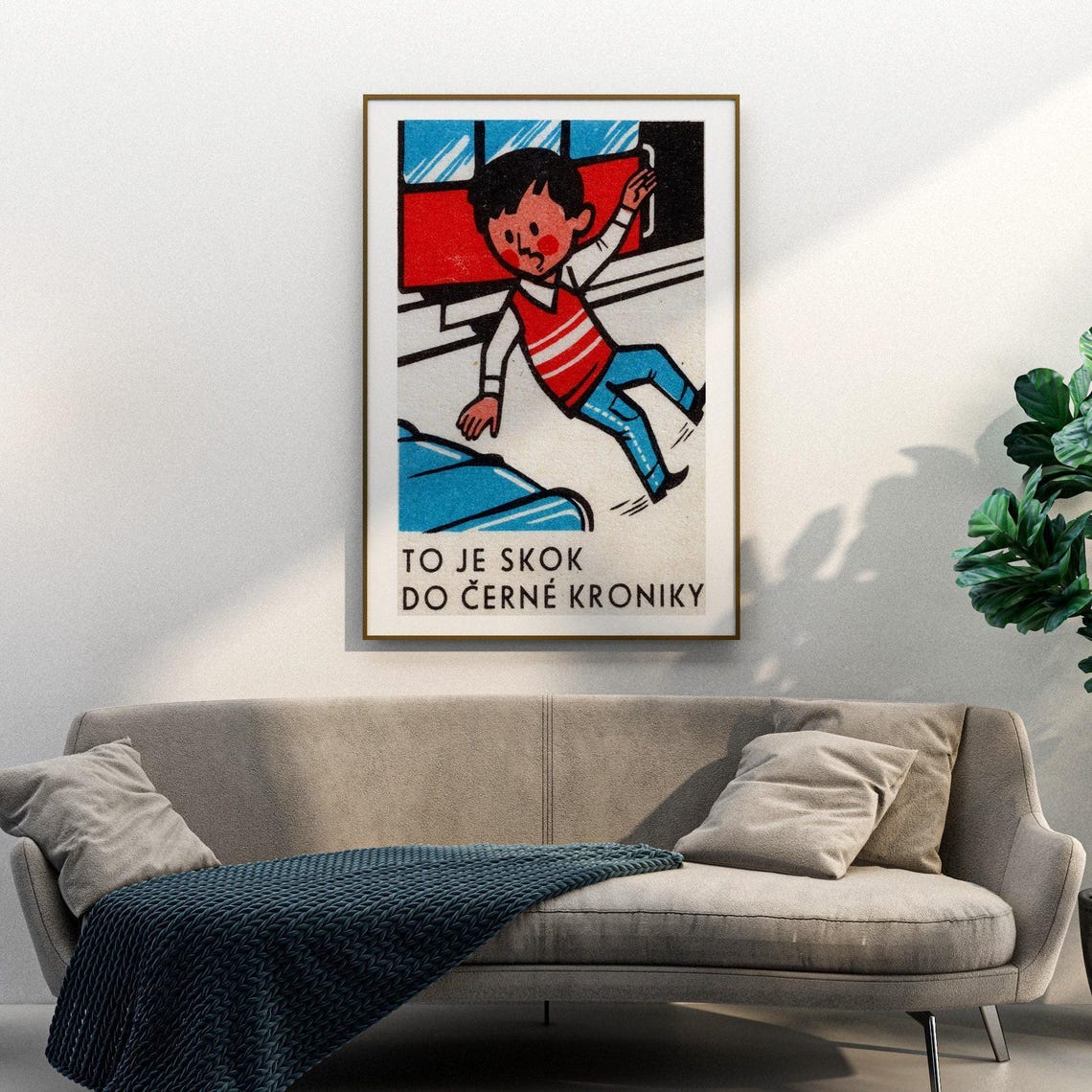 Boy Falling From Train Black Chronicle Safety Vintage Poster - Image 3