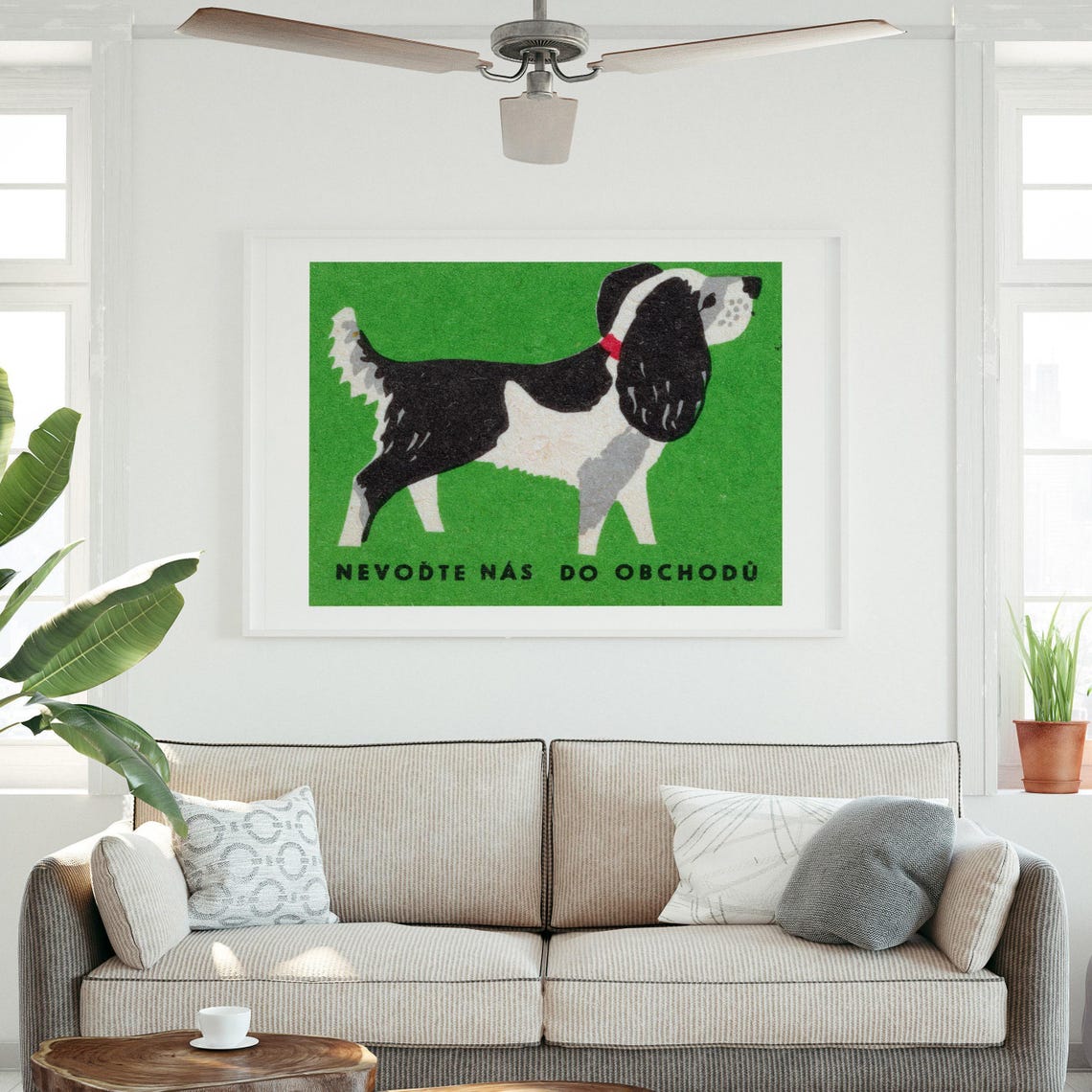 Czech Spaniel Dog Do Not Bring Into Shops Green Matchbox Label Poster - Image 3