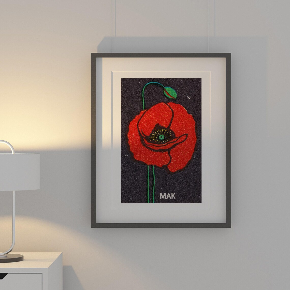 Red Poppy Matchbox Print, Vintage Eastern Europe - Image 2