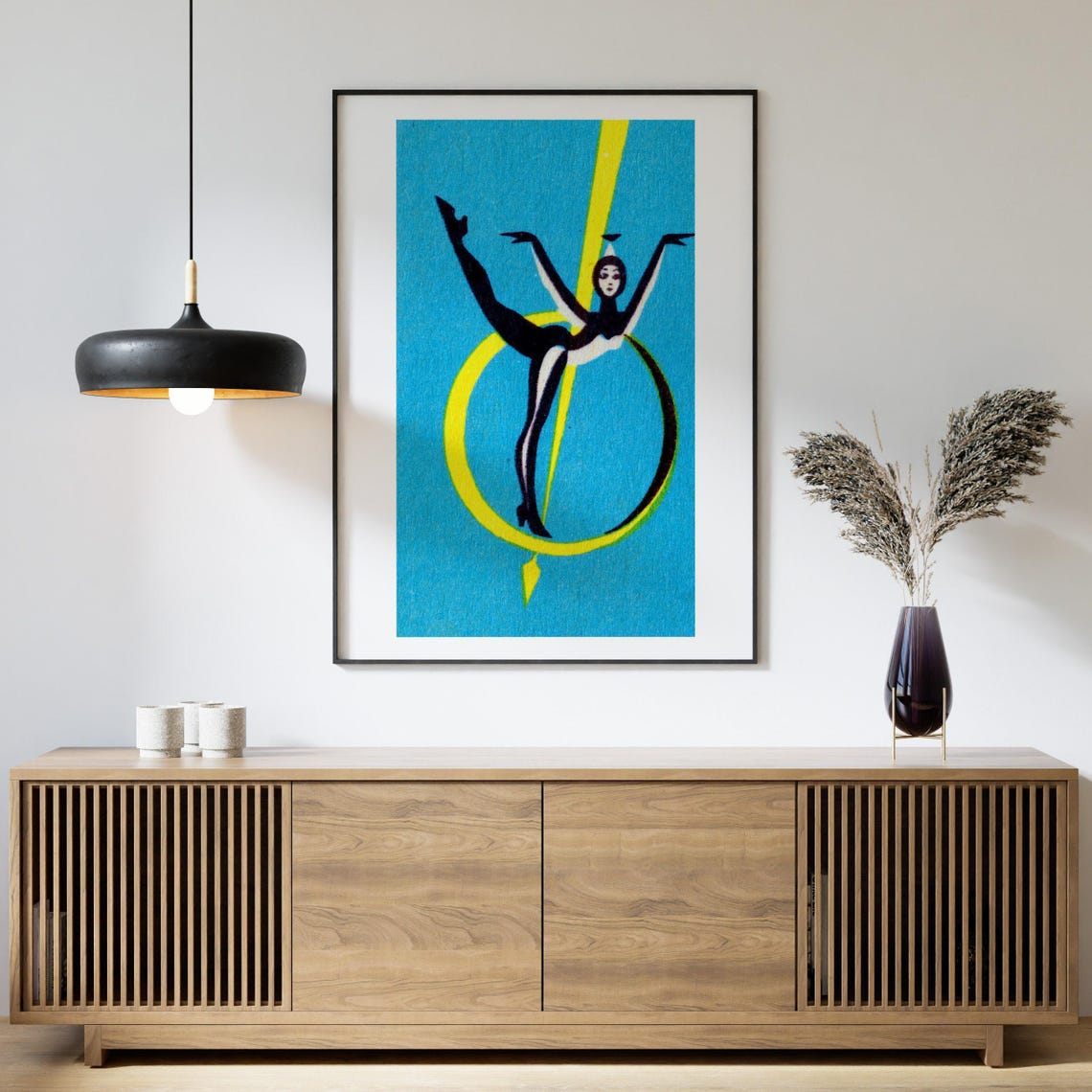 Retro Silhouette Dancer Leaping Through Hoop Mid Century Art Poster - Image 4