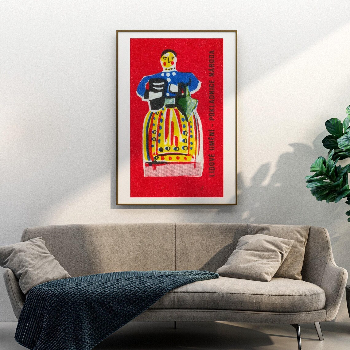 Czech Folk Woman Traditional Dress Matchbox Label Art Poster - Image 3