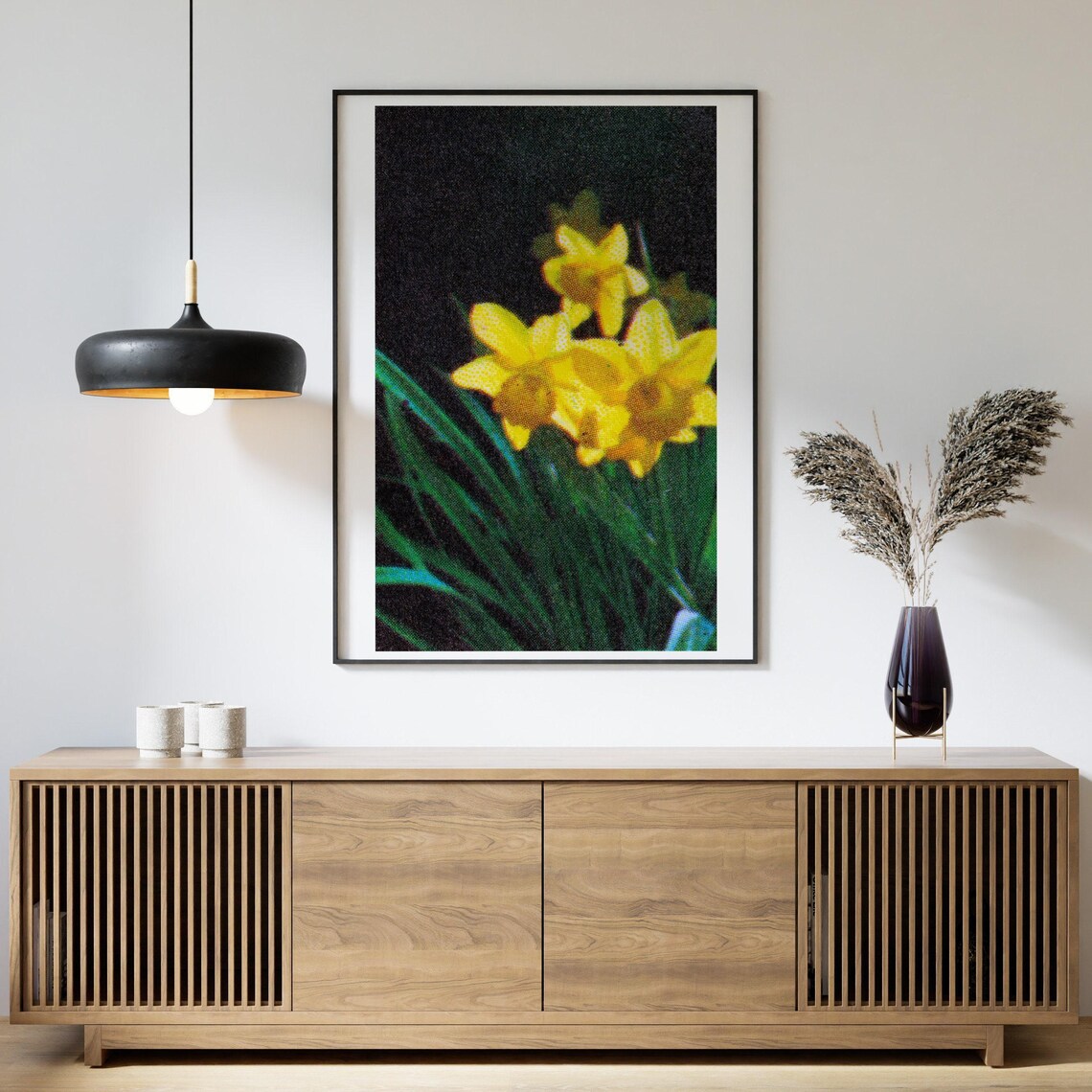 Yellow Daffodil Flower Night Bloom Vintage Matchbox Label Art Poster - Image 4