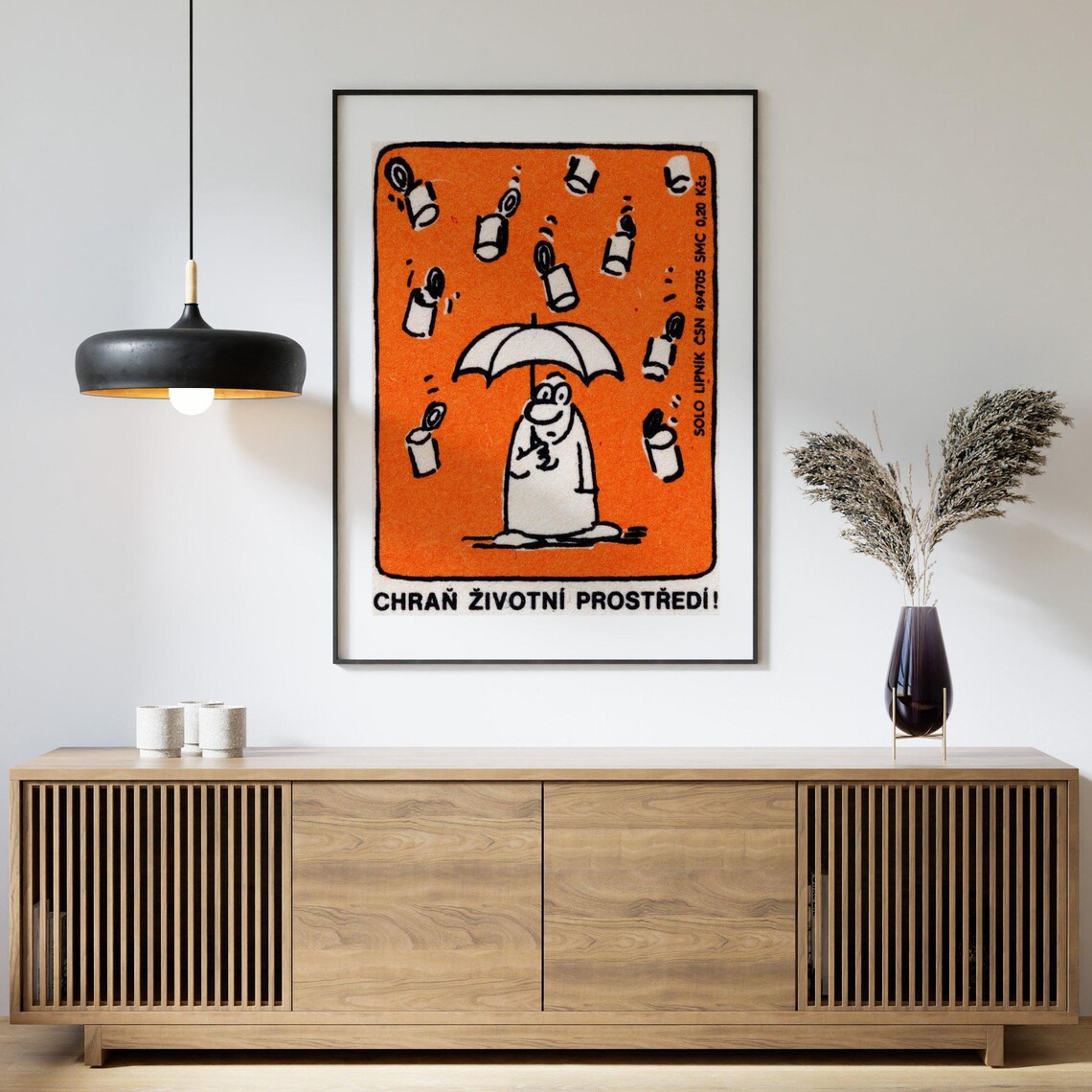 Protect Our Environment Umbrella Cartoon Vintage Czech Match Poster - Image 4