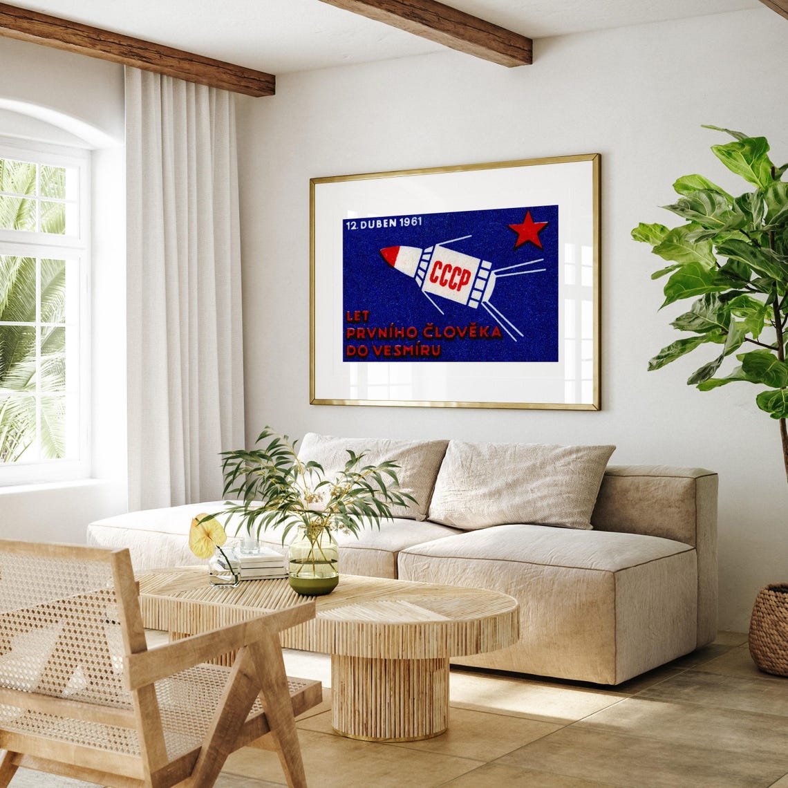 CCCP First Man in Space 12 April 1961 Vintage Matchbox Label Poster - Image 4