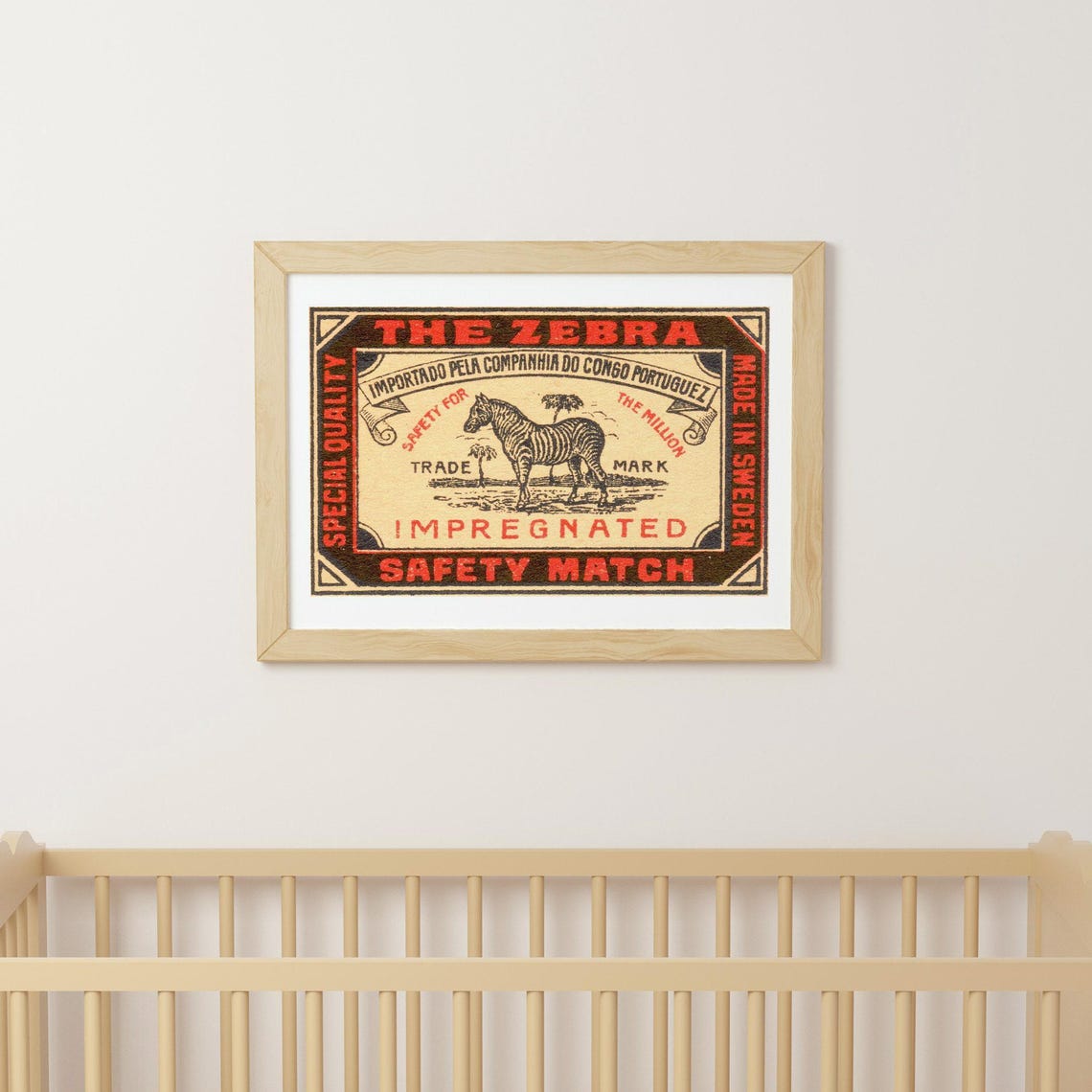 The Zebra Congo Portuguese Vintage Swedish Matchbox Label Poster - Image 3