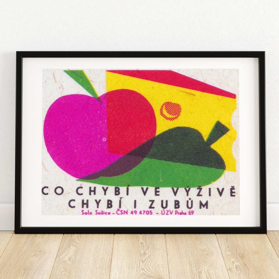 Czech Nutrition Fruit Pop Art Vintage Health Matchbox Label Poster