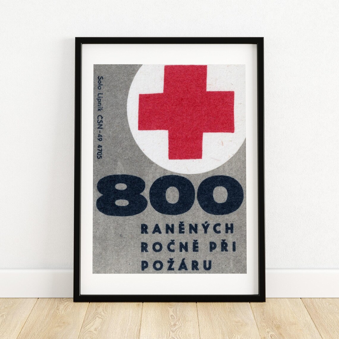 800 Fire Injuries Yearly Red Cross Safety Vintage Gray Poster