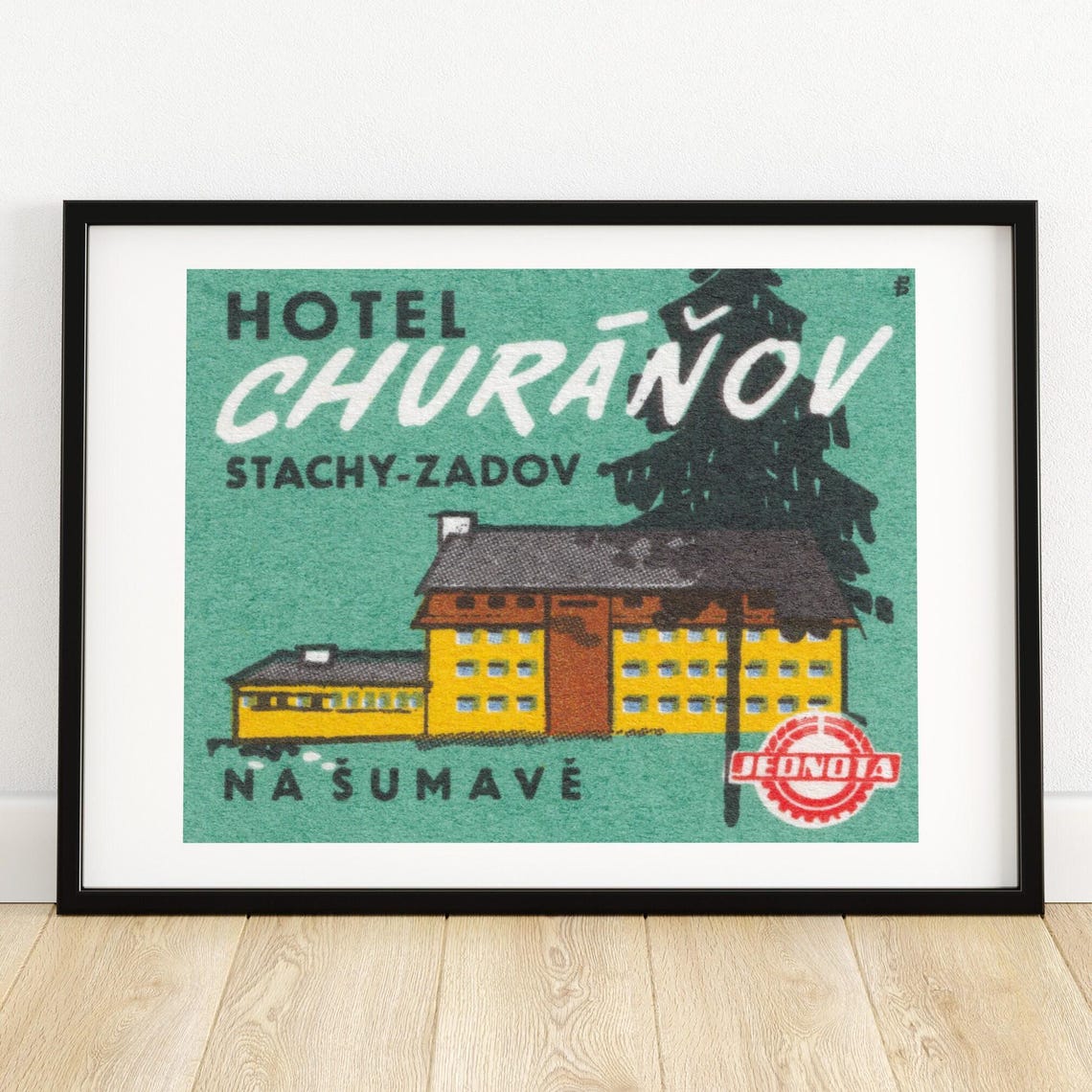 Hotel Churanov Sumava Jednota Matchbox Advertising Label Poster