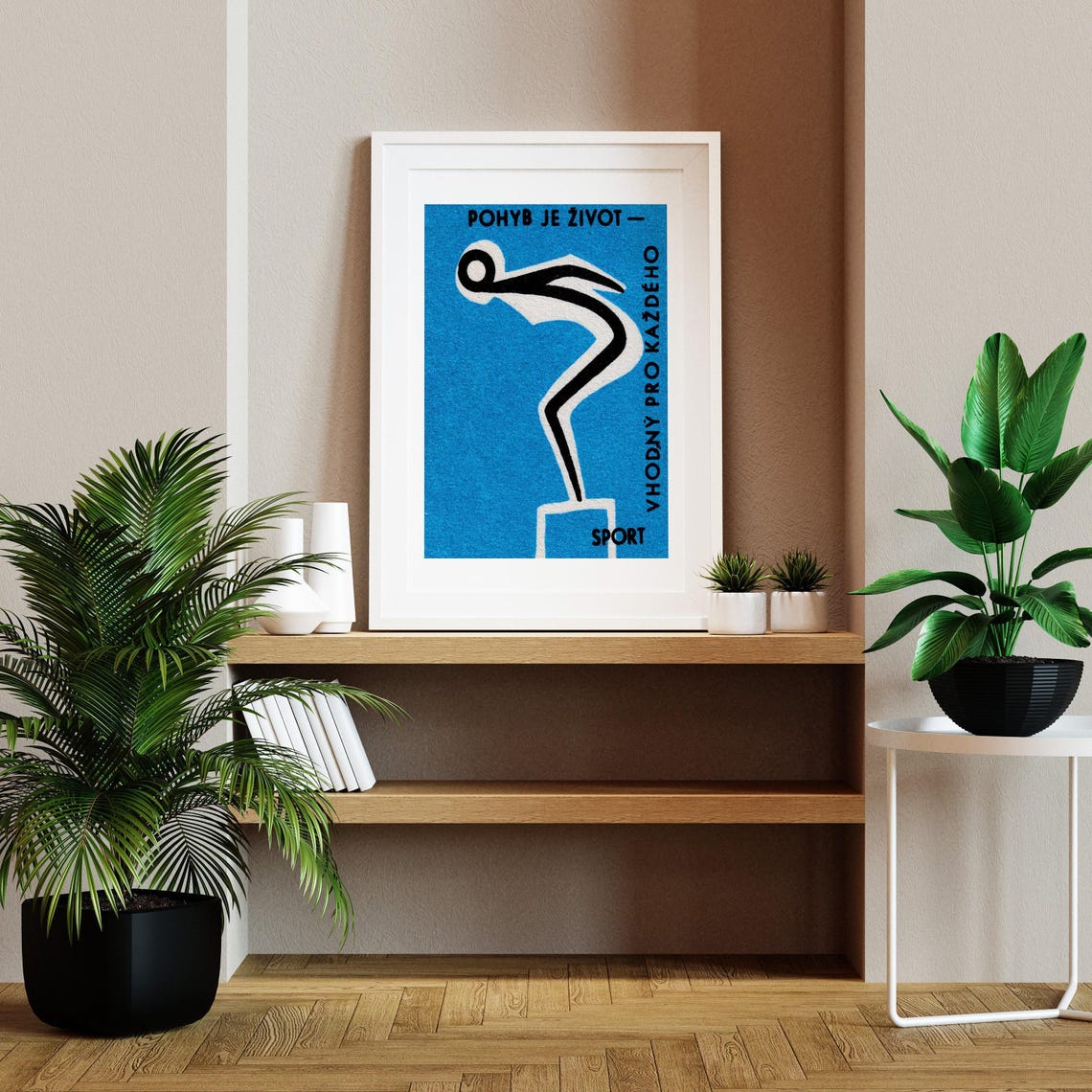 Movement Is Life Vintage Czech Sport Diver Matchbox Label Poster - Image 2