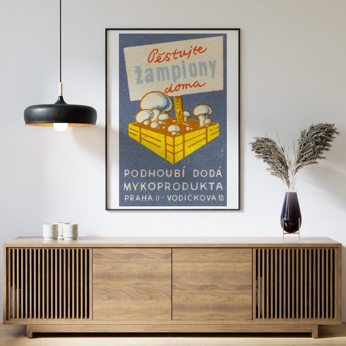 Pestujte Zampiony Doma Mushroom Growing Matchbox Label Poster - Image 4
