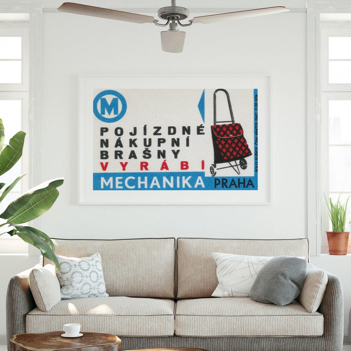 Mechanika Praha Rolling Shopping Bags Czech Vintage Label Art Print - Image 3