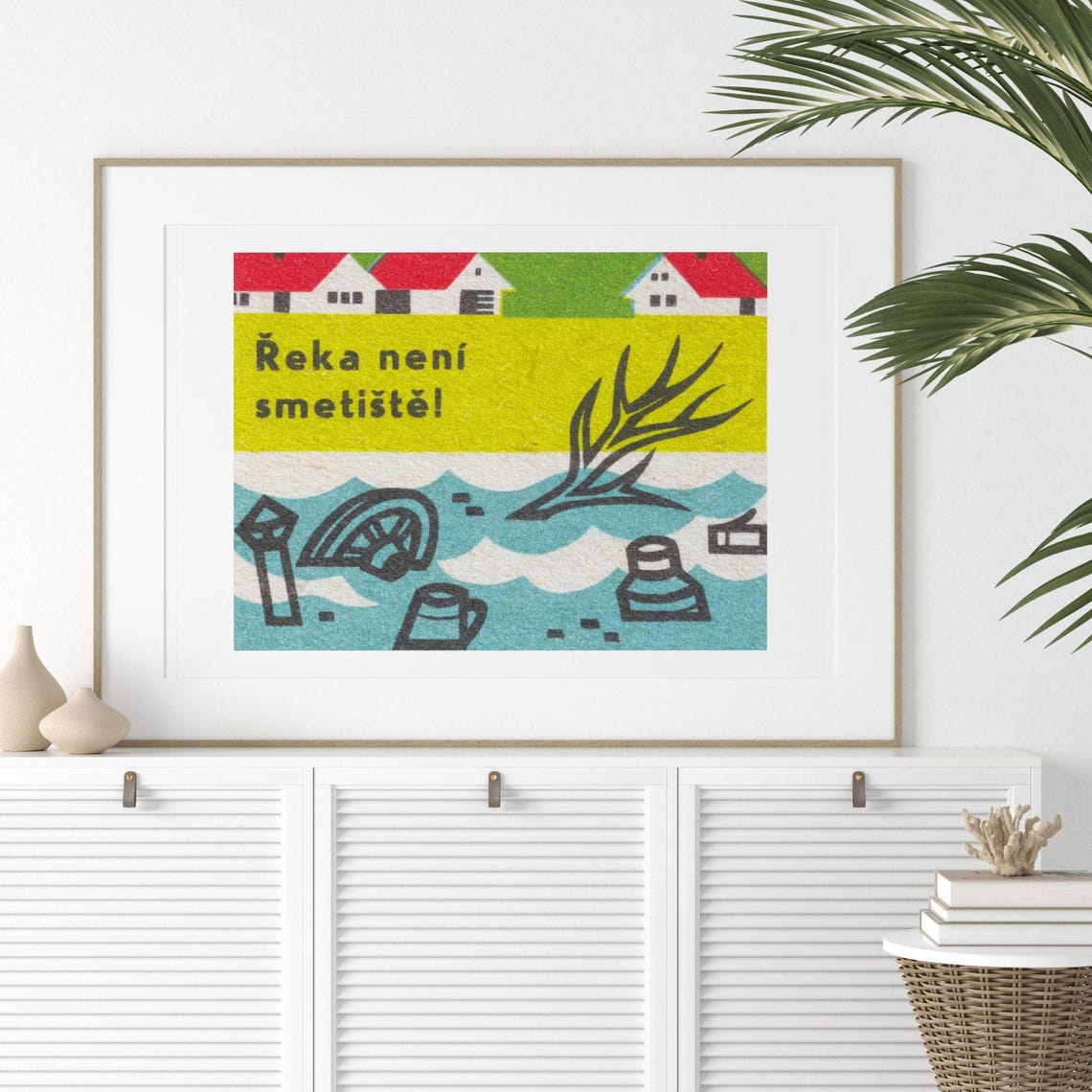 River Is Not A Dump Keep Clean Retro Czech Matchbox Label Poster - Image 2