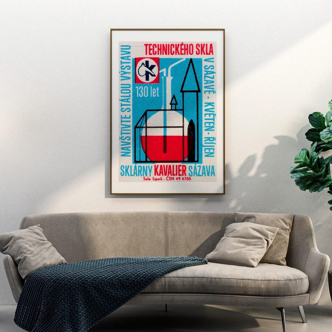 Sazava Kavalier Glassworks 130 Let Technical Glass Matchbox Poster - Image 3