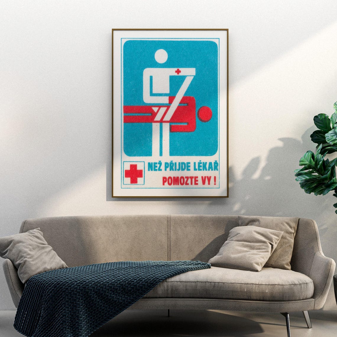 First Aid Before Doctor Comes Czech Red Cross Vintage Label Print - Image 3