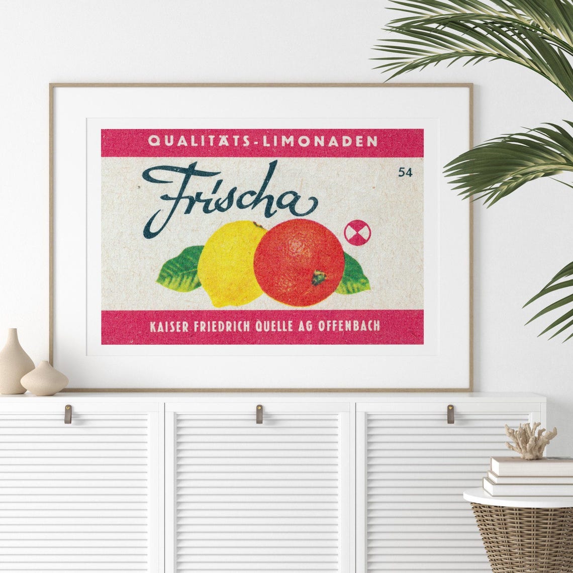 Frischa Lemon Orange German Vintage Lemonade Matchbox Label Art Poster - Image 2