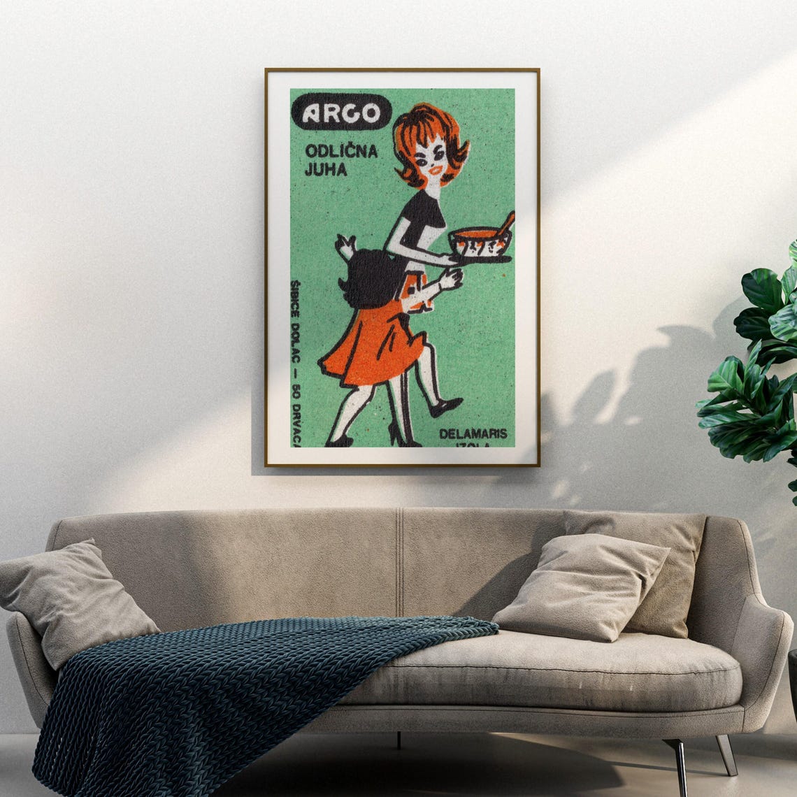 Argo Excellent Soup Retro Yugoslav Matchbox Label Art Poster - Image 3