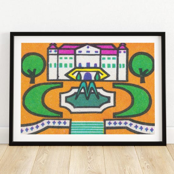 Purple Palace Gardens Matchbox Print Aesthetic Wall Art Vintage Art Matchbox Wall Poster Vintage Poster Print