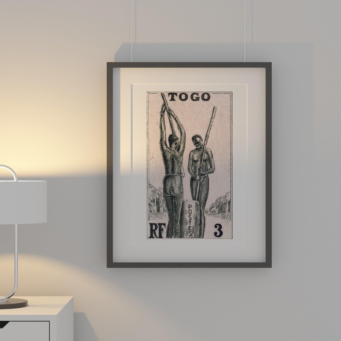 Togo RF Postes Village Women With Mortar Vintage Stamp Art Poster - Image 2
