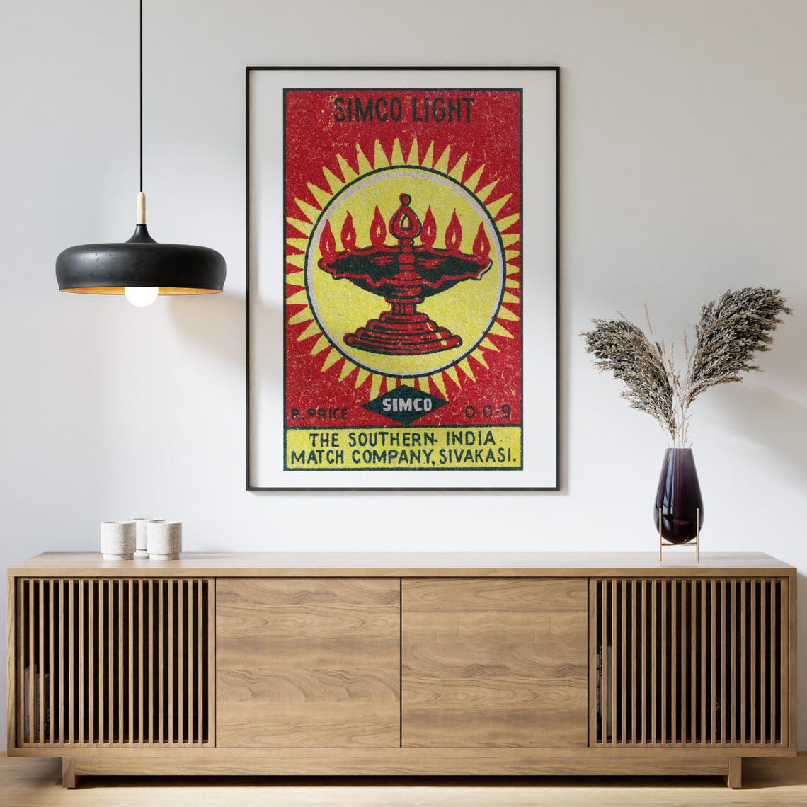 Simco Light Oil Lamp Vintage Indian Matchbox Label Diya Poster - Image 4