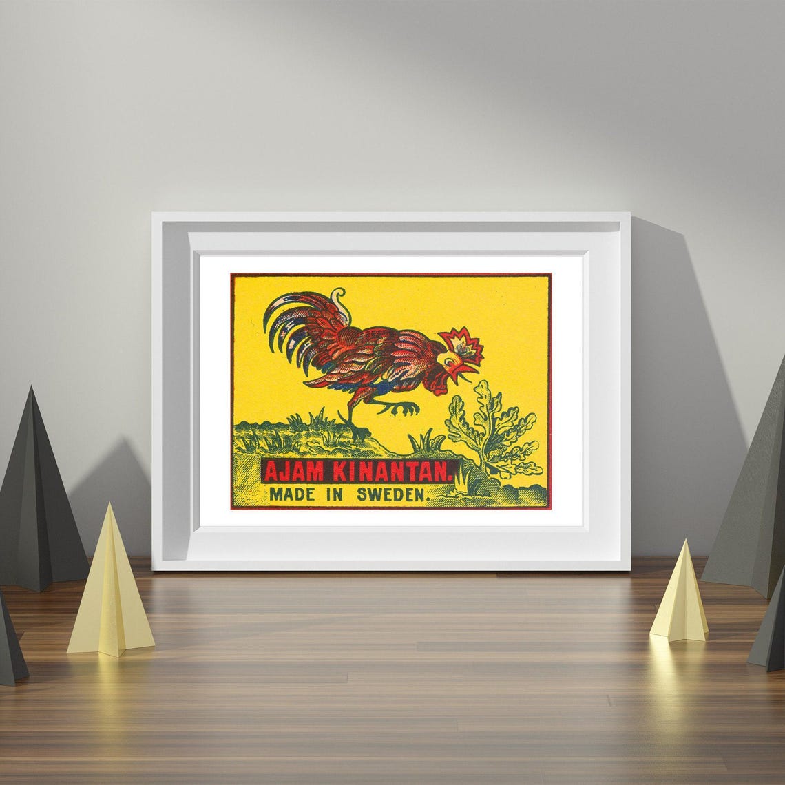 Ajam Kinantan Rooster Swedish Vintage Matchbox Label Art Poster - Image 4