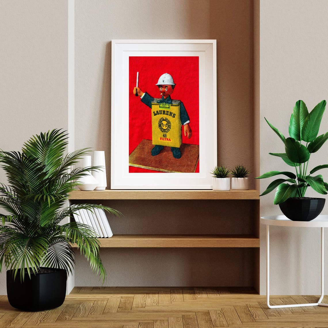 Cheerful Laurens Matchbox Boy Mascot Vintage Advertising Art Poster - Image 2