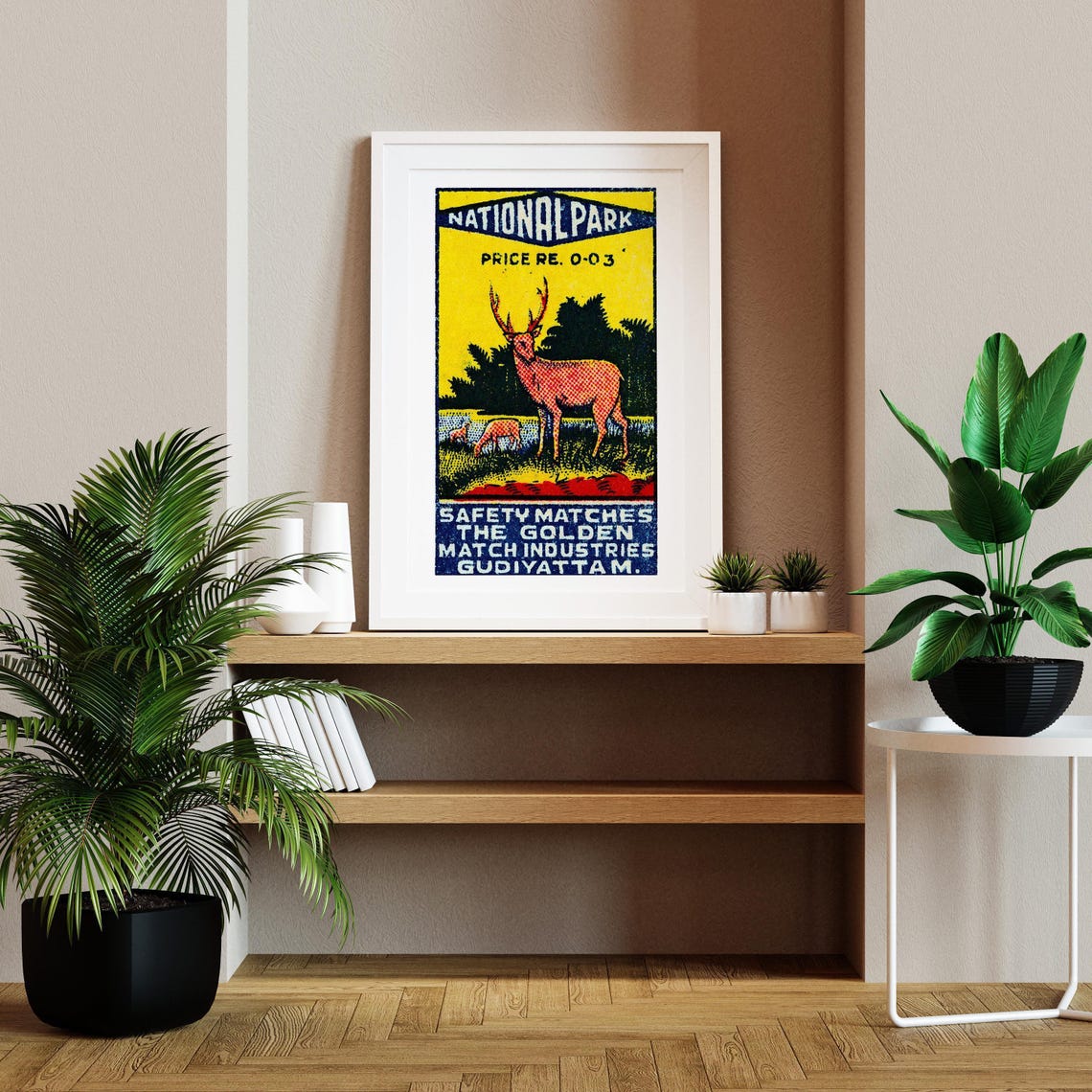 National Park Safety Matches Vintage Stag Deer Wildlife Label Poster - Image 2