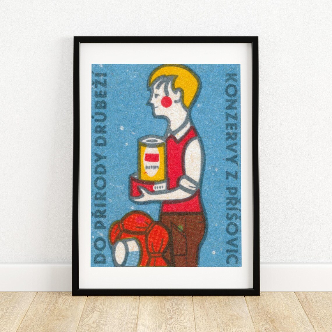 Hiker Carrying Canned Poultry Food Czech Nature Matchbox Poster