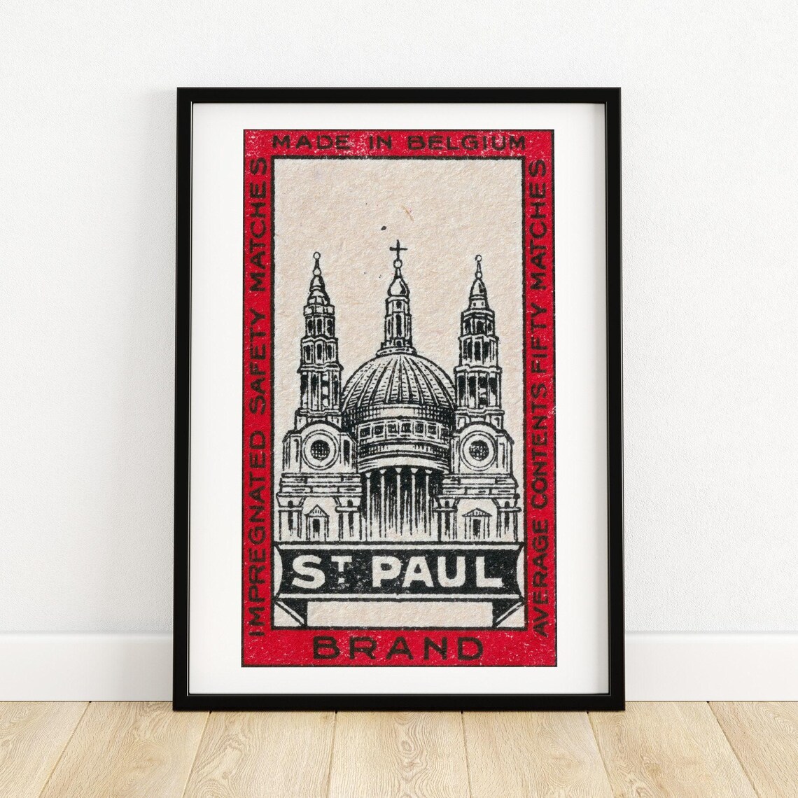 St Paul Brand Safety Matches Cathedral Vintage Belgian Advertising Poster