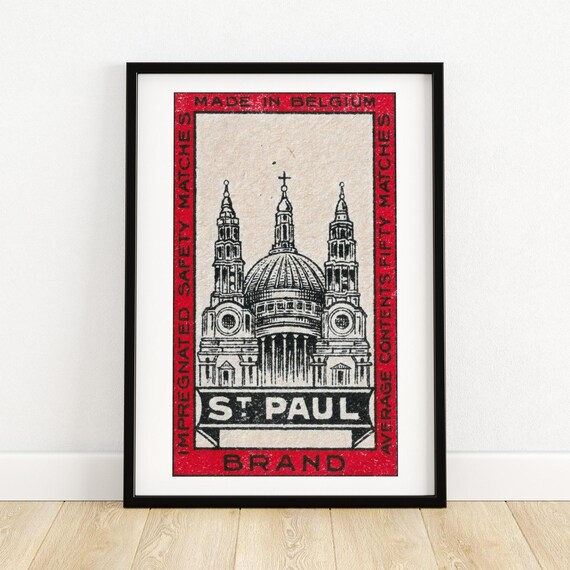St Paul Brand Safety Matches Cathedral Vintage Belgian Advertising Poster