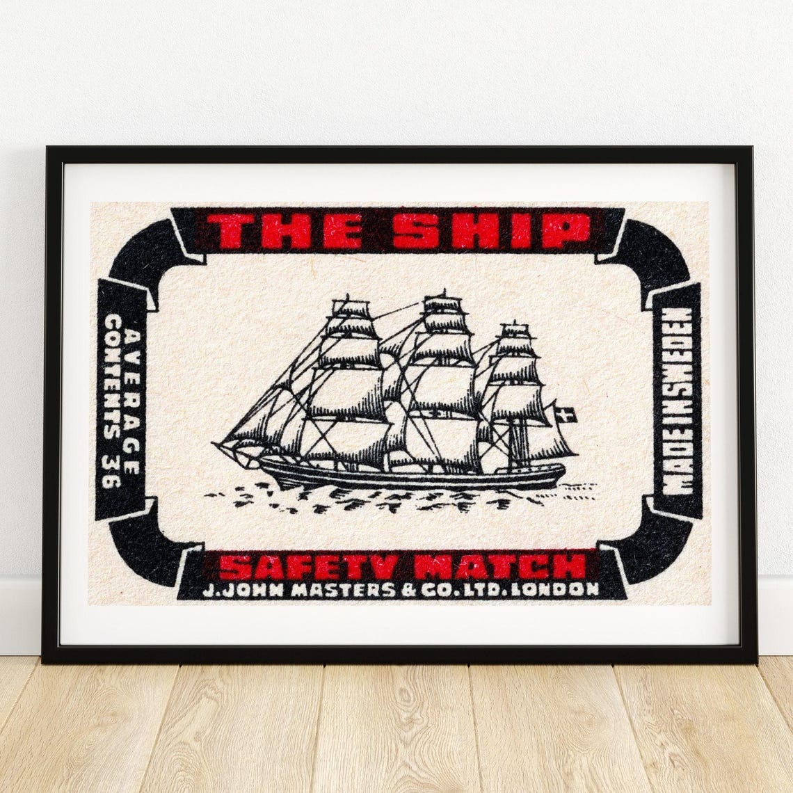 The Ship Safety Match Vintage Tall Ship Sailing Scene Art Poster