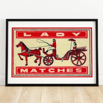 Horse And Carriage Matchbox Print Aesthetic Wall Art Vintage Dutch Art Matchbox Wall Poster Vintage Poster Print
