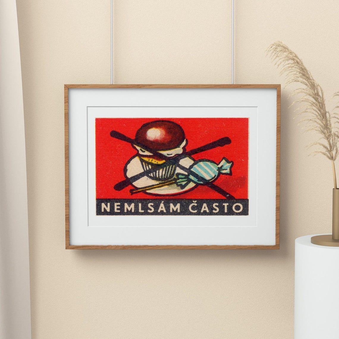 Nemlsam Casto Chocolate Candy Czech Vintage Matchbox Label Art Poster - Image 2