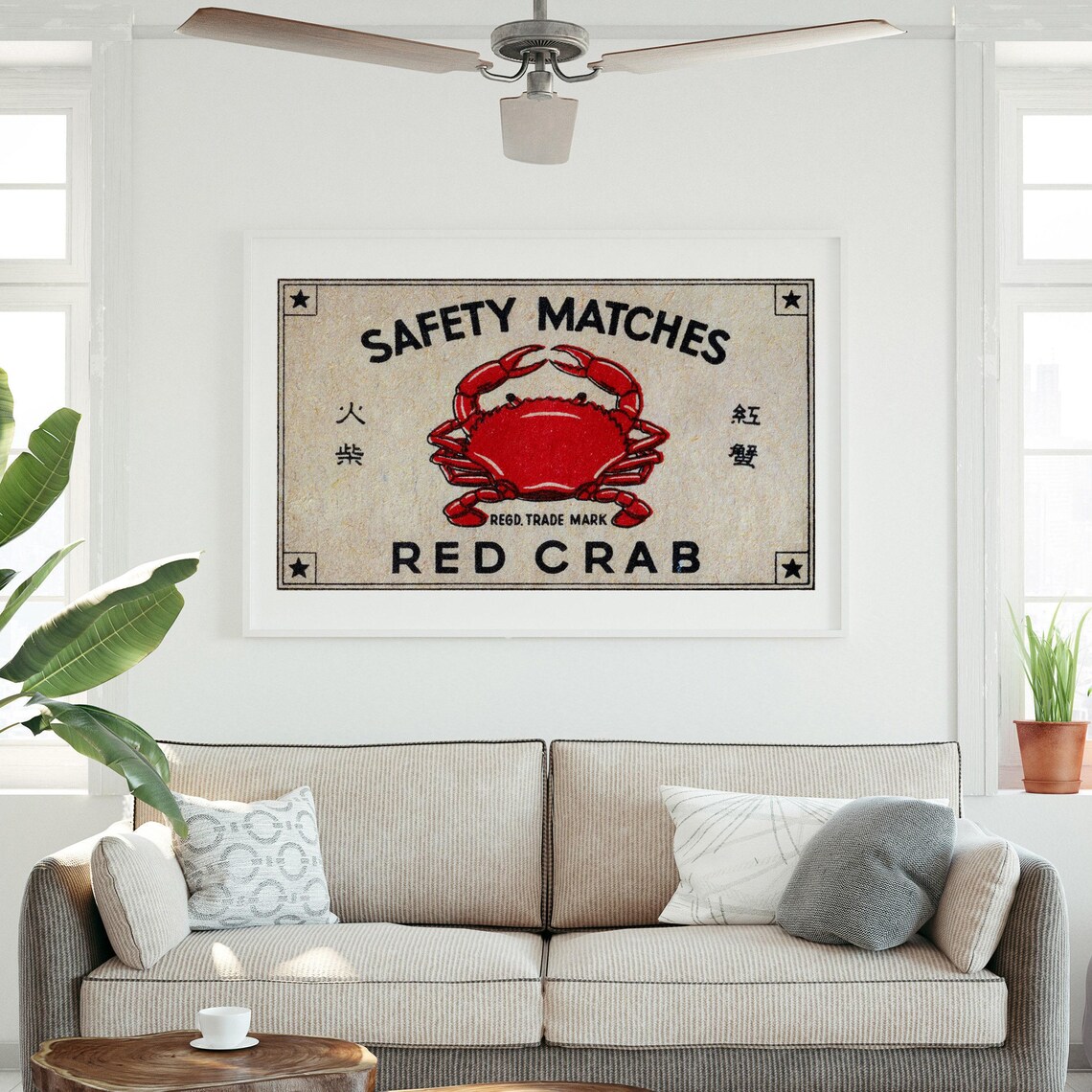 Red Crab Matchbox Print, Vintage Czech Poster - Image 3