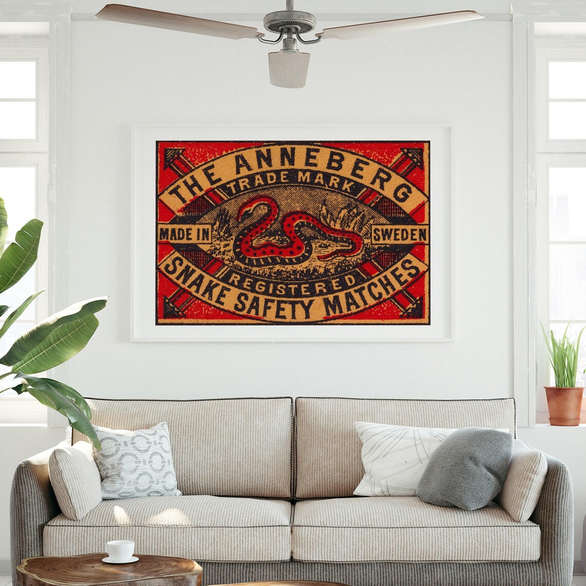 Anneberg Snake Safety Matches Swedish Vintage Label Art Poster - Image 3