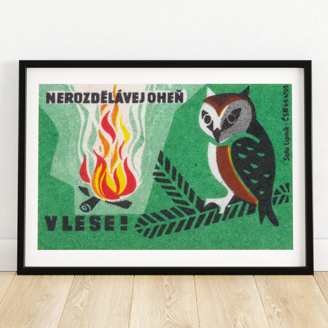 Don't Light Fires Matchbox, Vintage Czech Art Print
